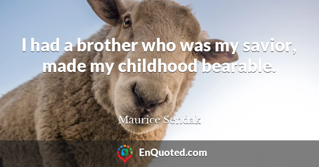 I had a brother who was my savior, made my childhood bearable.