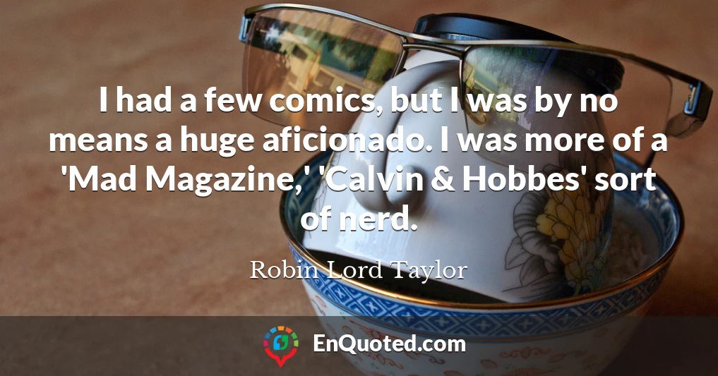 I had a few comics, but I was by no means a huge aficionado. I was more of a 'Mad Magazine,' 'Calvin & Hobbes' sort of nerd.