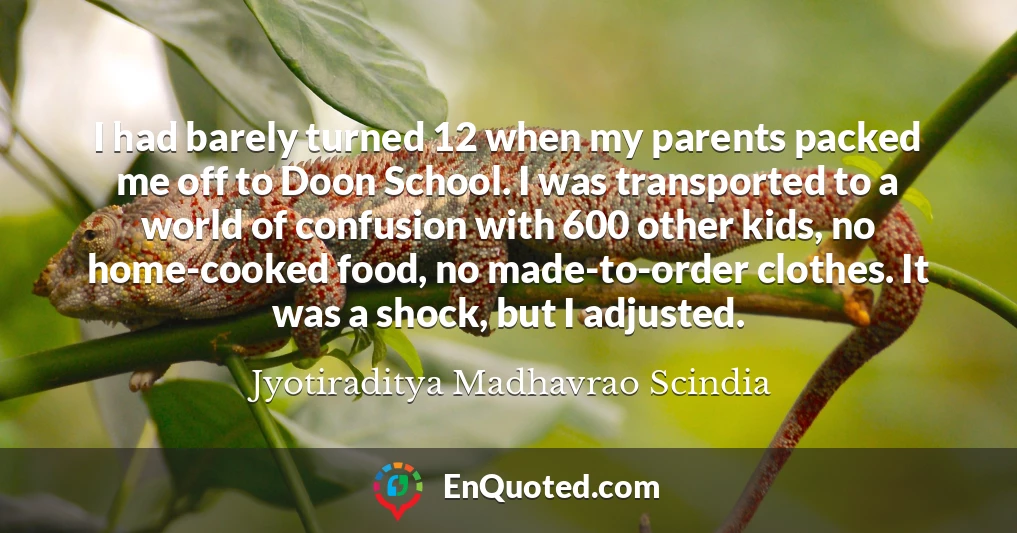 I had barely turned 12 when my parents packed me off to Doon School. I was transported to a world of confusion with 600 other kids, no home-cooked food, no made-to-order clothes. It was a shock, but I adjusted.