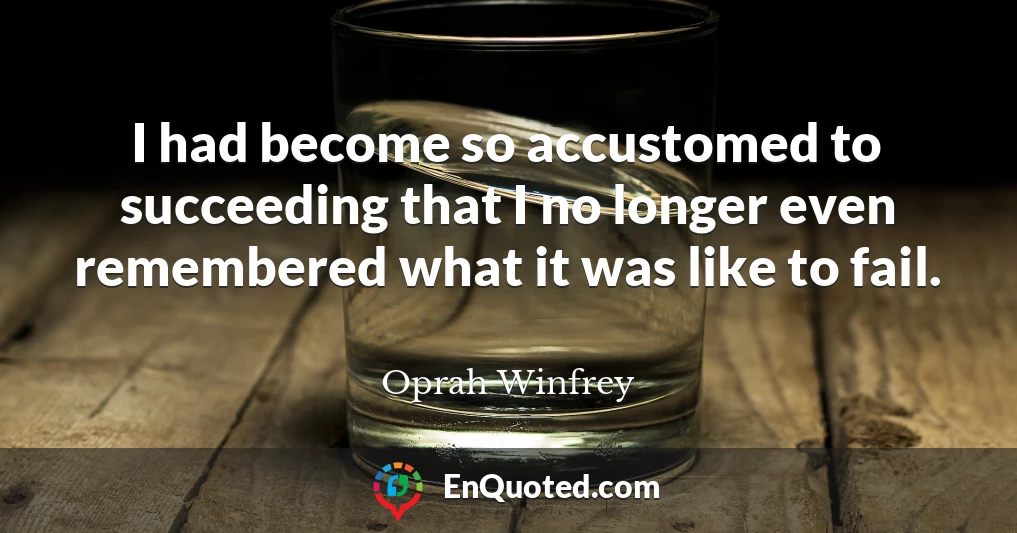 I had become so accustomed to succeeding that I no longer even remembered what it was like to fail.