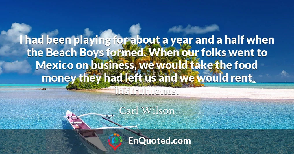 I had been playing for about a year and a half when the Beach Boys formed. When our folks went to Mexico on business, we would take the food money they had left us and we would rent instruments.