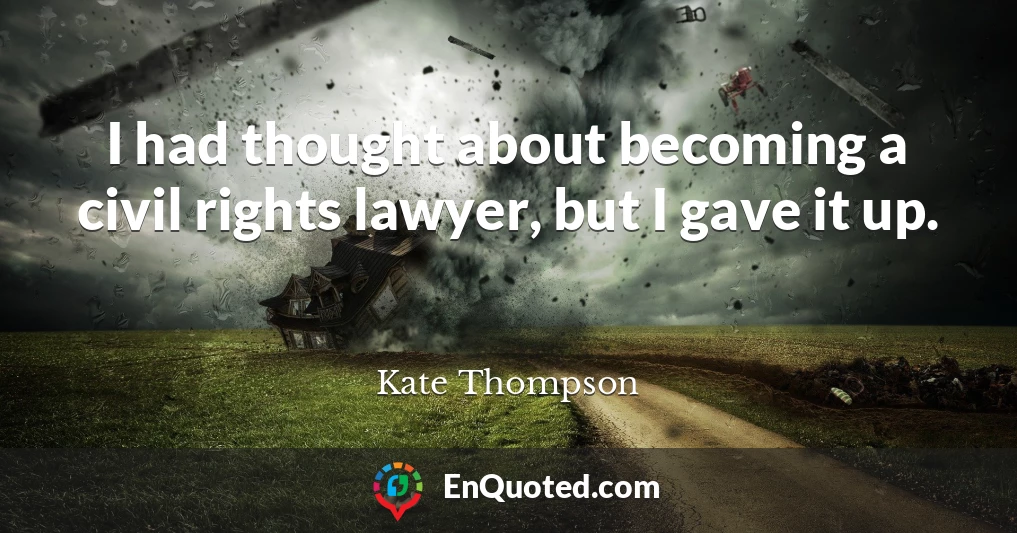 I had thought about becoming a civil rights lawyer, but I gave it up.