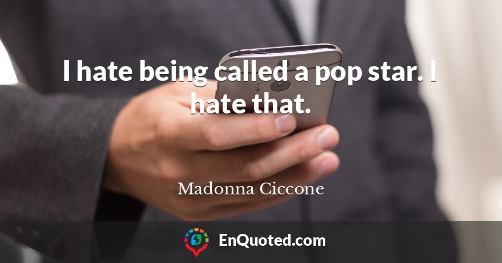 I hate being called a pop star. I hate that.