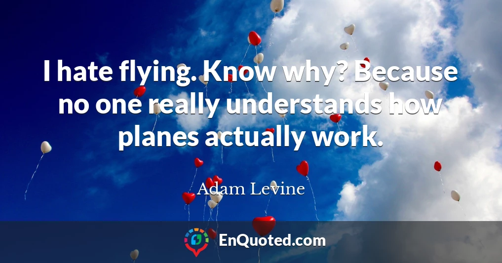 I hate flying. Know why? Because no one really understands how planes actually work.