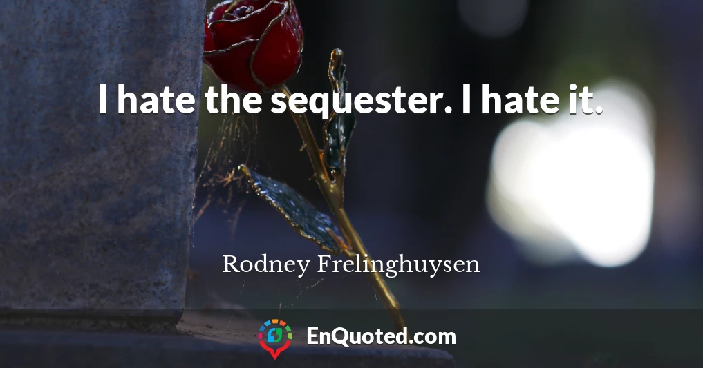 I hate the sequester. I hate it.