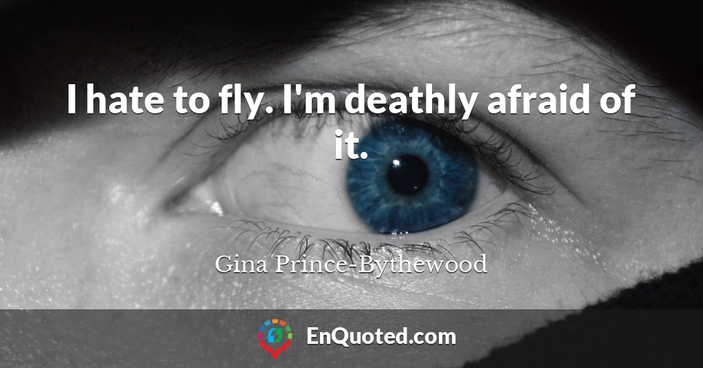 I hate to fly. I'm deathly afraid of it.
