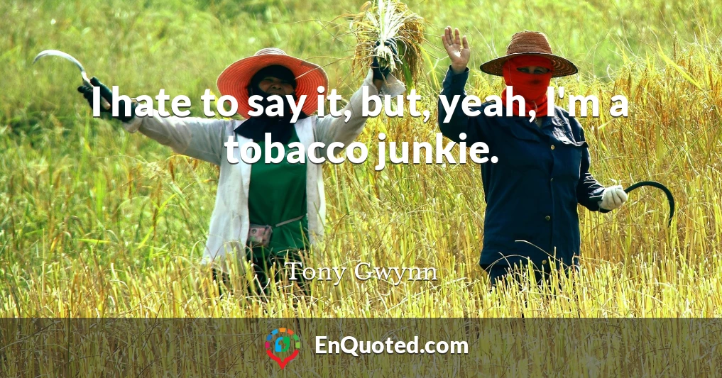 I hate to say it, but, yeah, I'm a tobacco junkie.