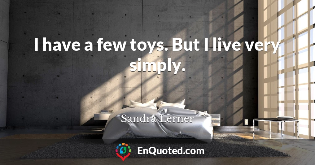I have a few toys. But I live very simply.