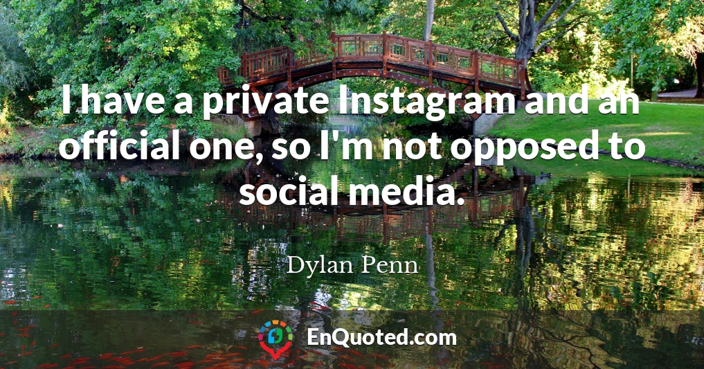 I have a private Instagram and an official one, so I'm not opposed to social media.