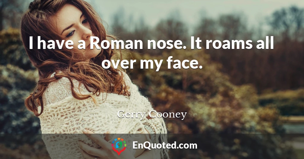 I have a Roman nose. It roams all over my face.