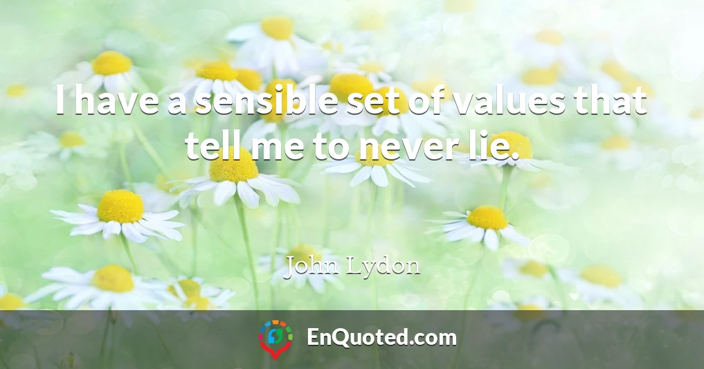 I have a sensible set of values that tell me to never lie.