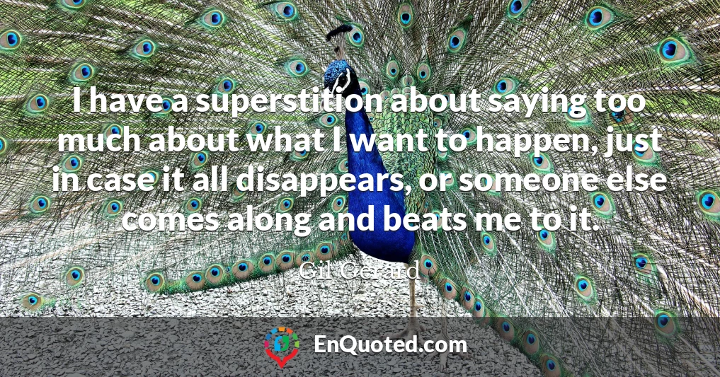 I have a superstition about saying too much about what I want to happen, just in case it all disappears, or someone else comes along and beats me to it.