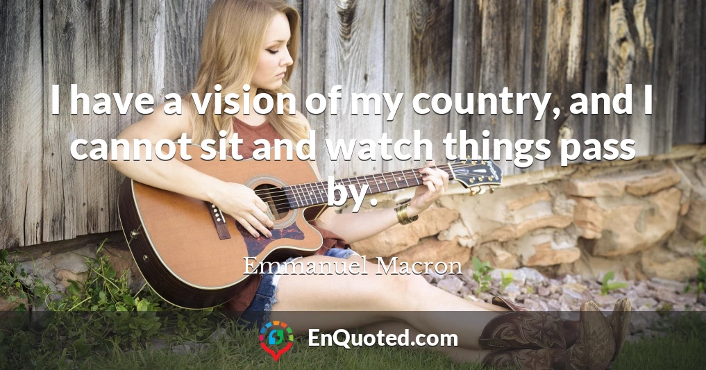 I have a vision of my country, and I cannot sit and watch things pass by.
