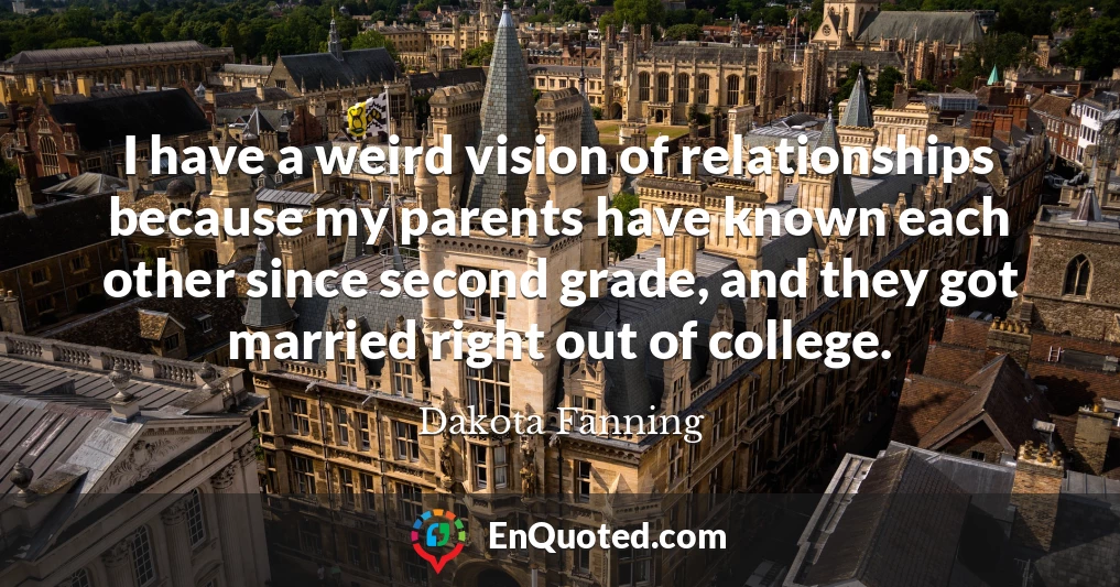 I have a weird vision of relationships because my parents have known each other since second grade, and they got married right out of college.