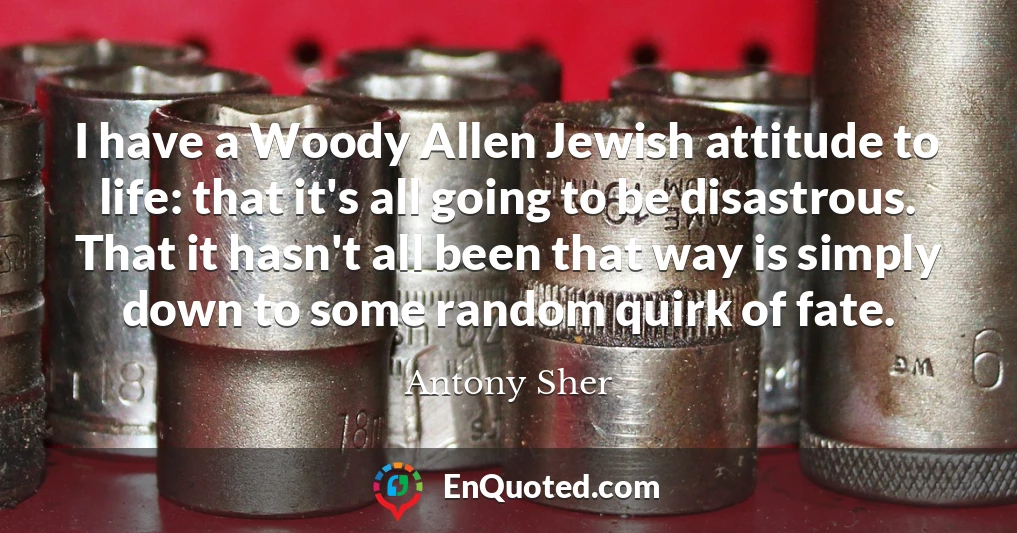 I have a Woody Allen Jewish attitude to life: that it's all going to be disastrous. That it hasn't all been that way is simply down to some random quirk of fate.