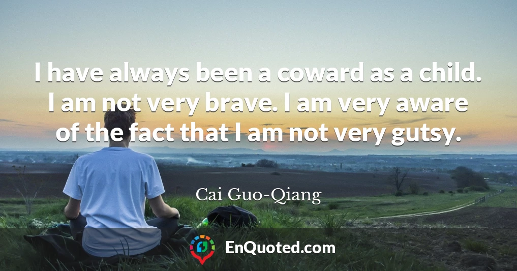 I have always been a coward as a child. I am not very brave. I am very aware of the fact that I am not very gutsy.