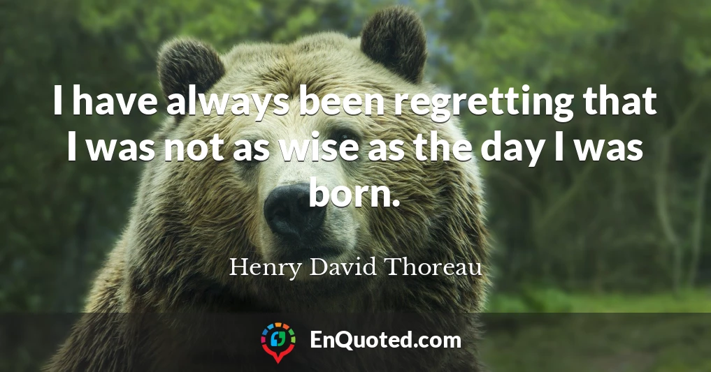 I have always been regretting that I was not as wise as the day I was born.