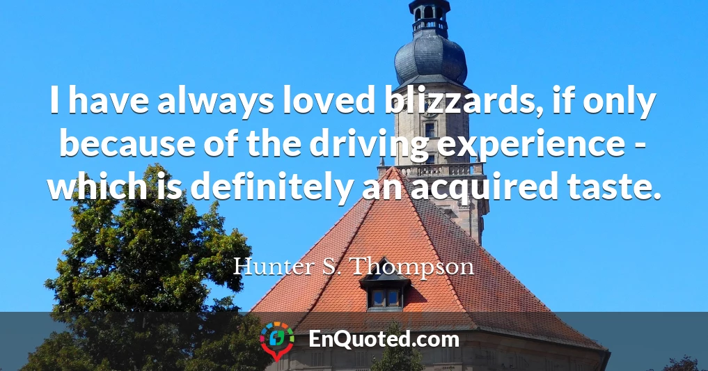 I have always loved blizzards, if only because of the driving experience - which is definitely an acquired taste.