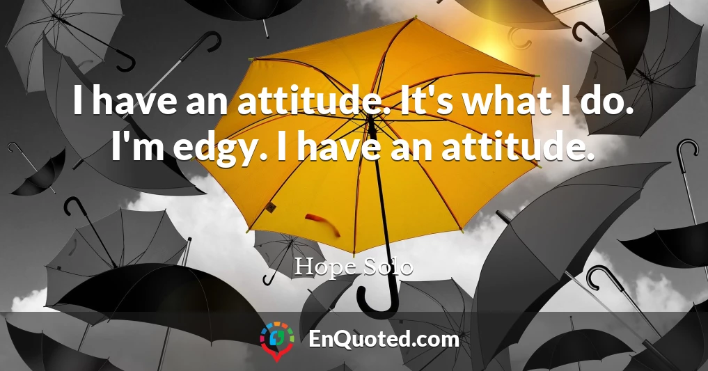 I have an attitude. It's what I do. I'm edgy. I have an attitude.