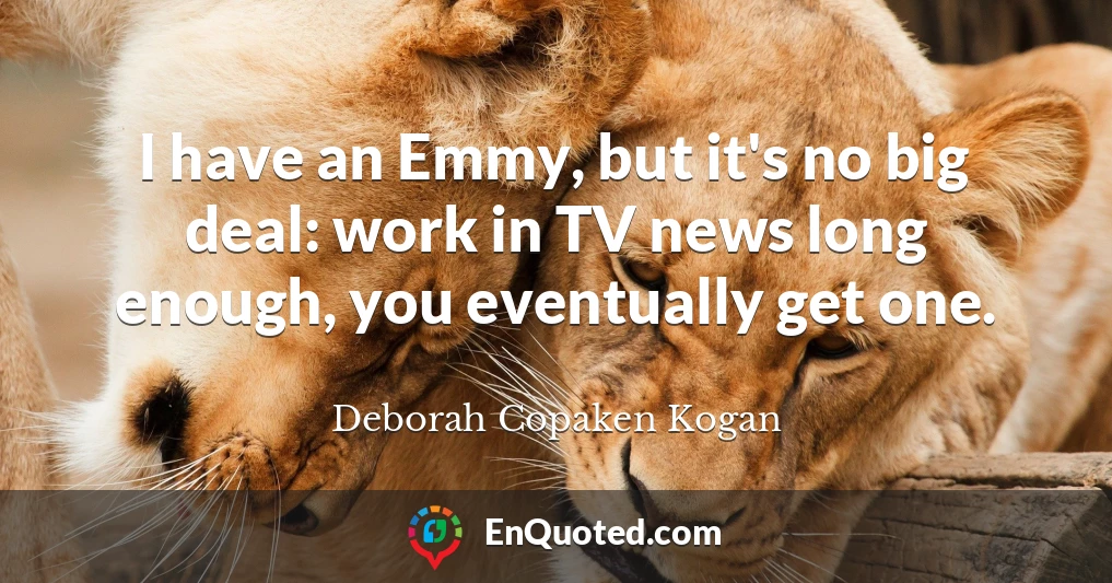 I have an Emmy, but it's no big deal: work in TV news long enough, you eventually get one.