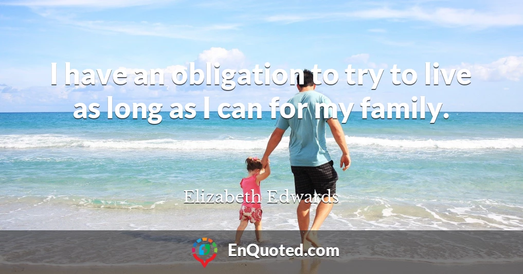 I have an obligation to try to live as long as I can for my family.