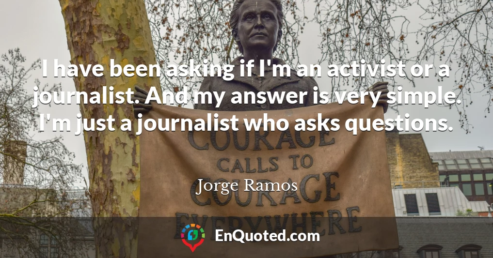 I have been asking if I'm an activist or a journalist. And my answer is very simple. I'm just a journalist who asks questions.