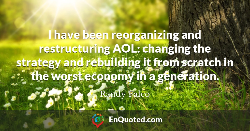 I have been reorganizing and restructuring AOL: changing the strategy and rebuilding it from scratch in the worst economy in a generation.