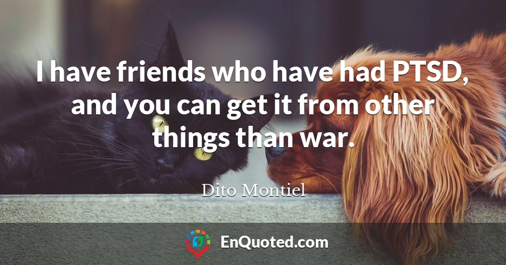 I have friends who have had PTSD, and you can get it from other things than war.