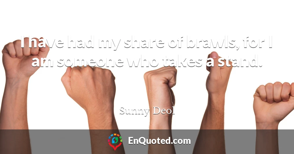 I have had my share of brawls, for I am someone who takes a stand.