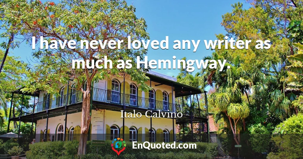I have never loved any writer as much as Hemingway.