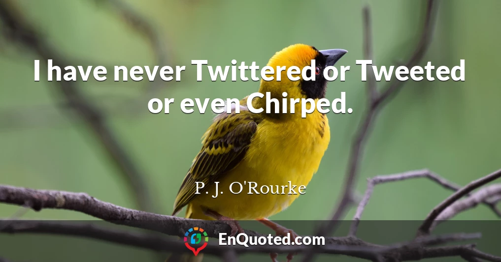 I have never Twittered or Tweeted or even Chirped.