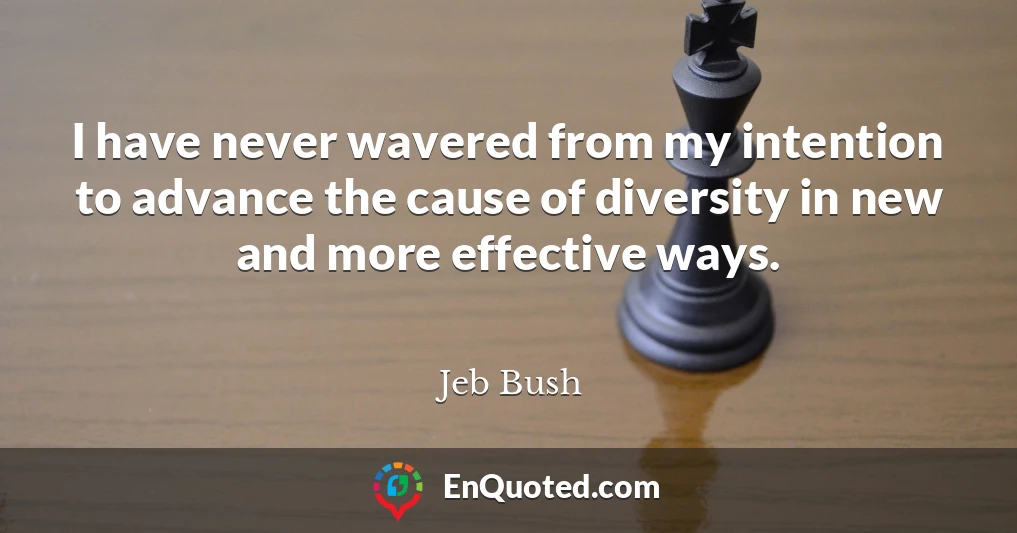 I have never wavered from my intention to advance the cause of diversity in new and more effective ways.