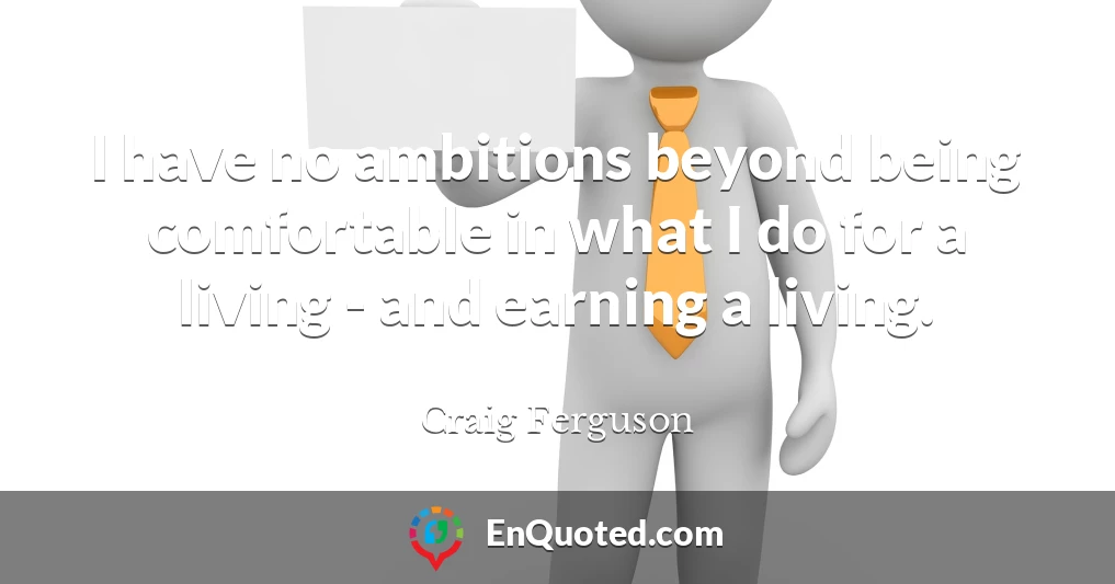 I have no ambitions beyond being comfortable in what I do for a living - and earning a living.