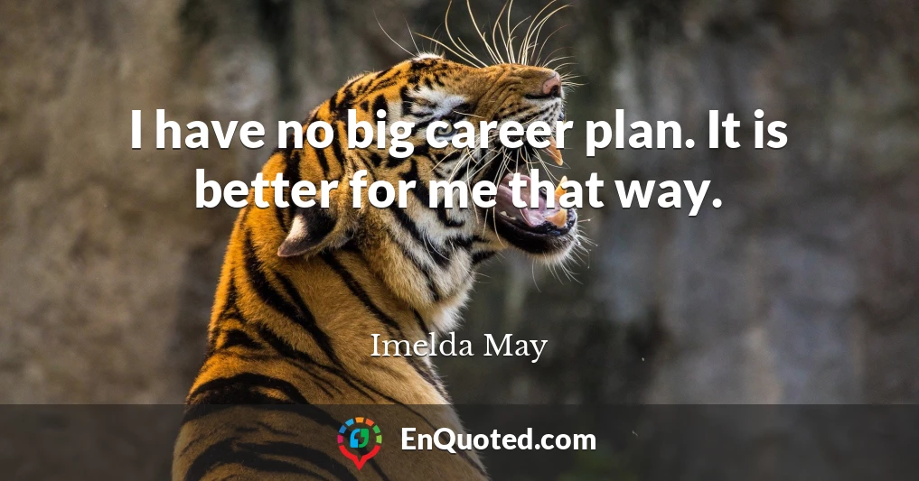 I have no big career plan. It is better for me that way.