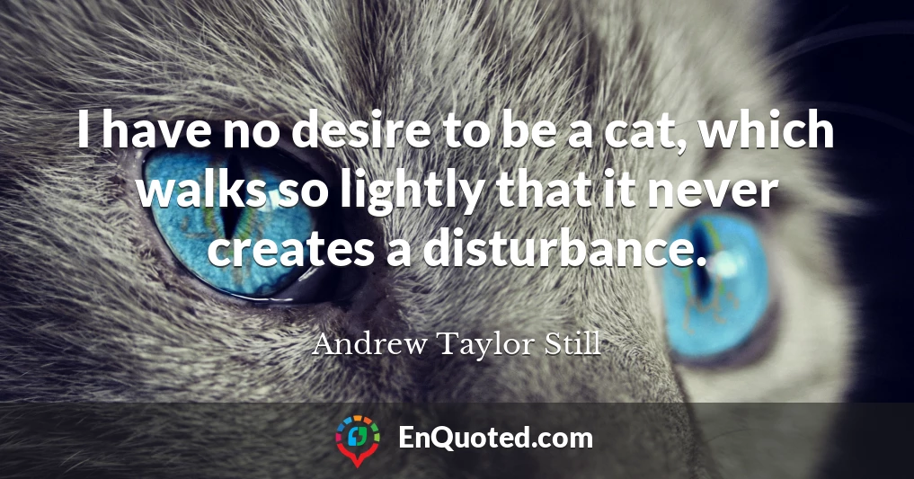 I have no desire to be a cat, which walks so lightly that it never creates a disturbance.