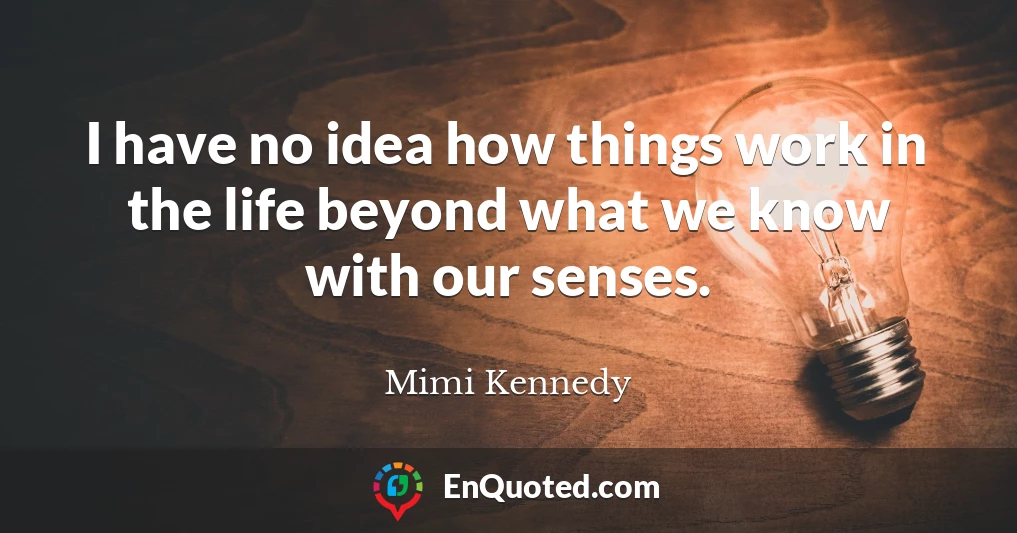 I have no idea how things work in the life beyond what we know with our senses.