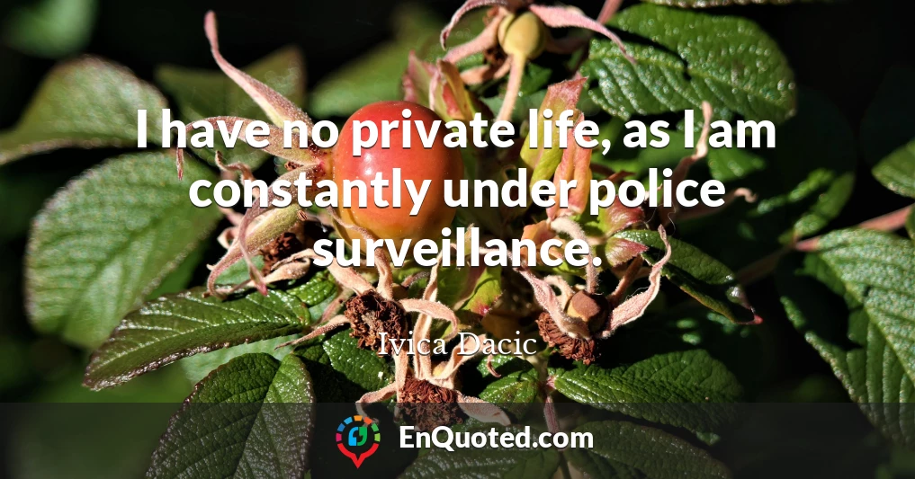 I have no private life, as I am constantly under police surveillance.