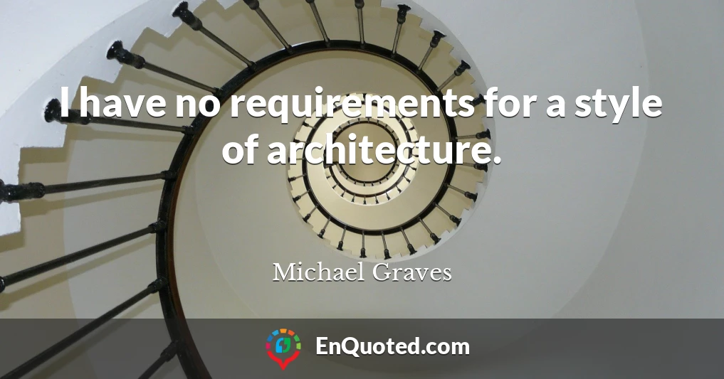 I have no requirements for a style of architecture.