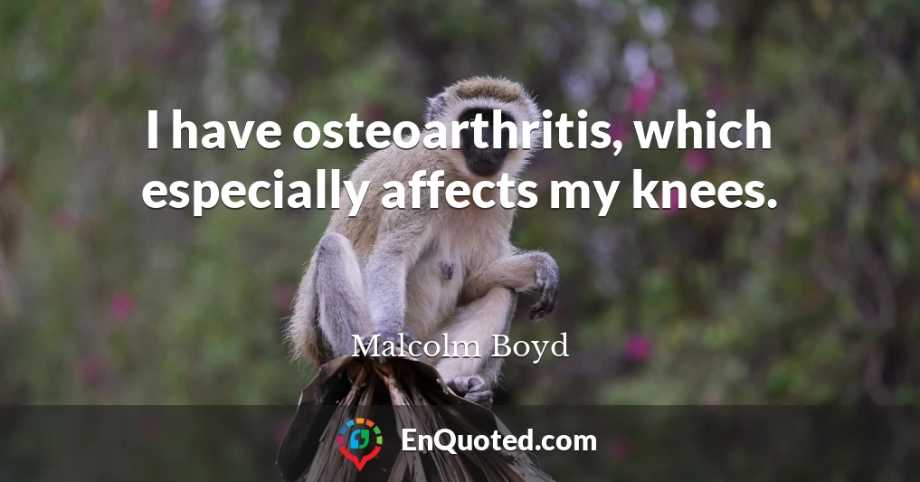 I have osteoarthritis, which especially affects my knees.