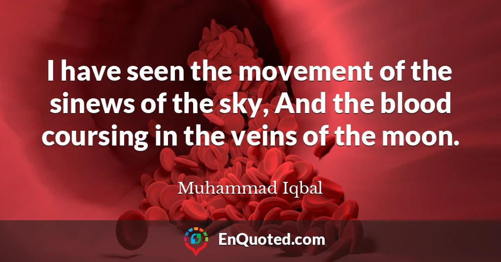 I have seen the movement of the sinews of the sky, And the blood coursing in the veins of the moon.