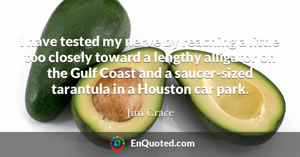 I have tested my nerve by reaching a little too closely toward a lengthy alligator on the Gulf Coast and a saucer-sized tarantula in a Houston car park.