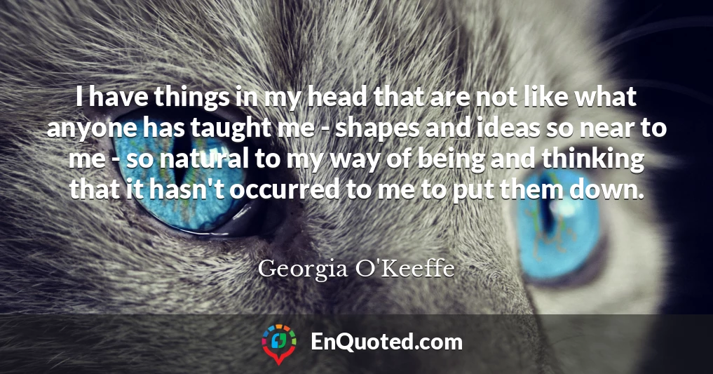 I have things in my head that are not like what anyone has taught me - shapes and ideas so near to me - so natural to my way of being and thinking that it hasn't occurred to me to put them down.