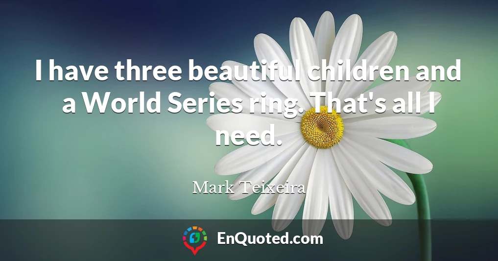 I have three beautiful children and a World Series ring. That's all I need.