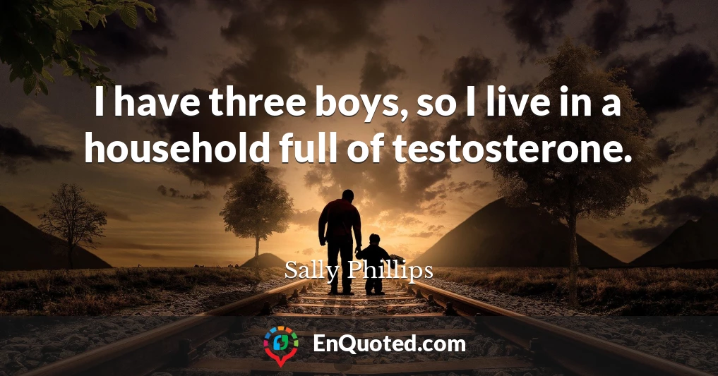 I have three boys, so I live in a household full of testosterone.