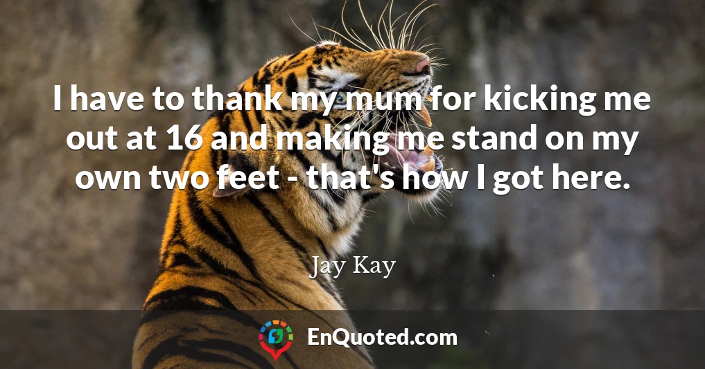 I have to thank my mum for kicking me out at 16 and making me stand on my own two feet - that's how I got here.