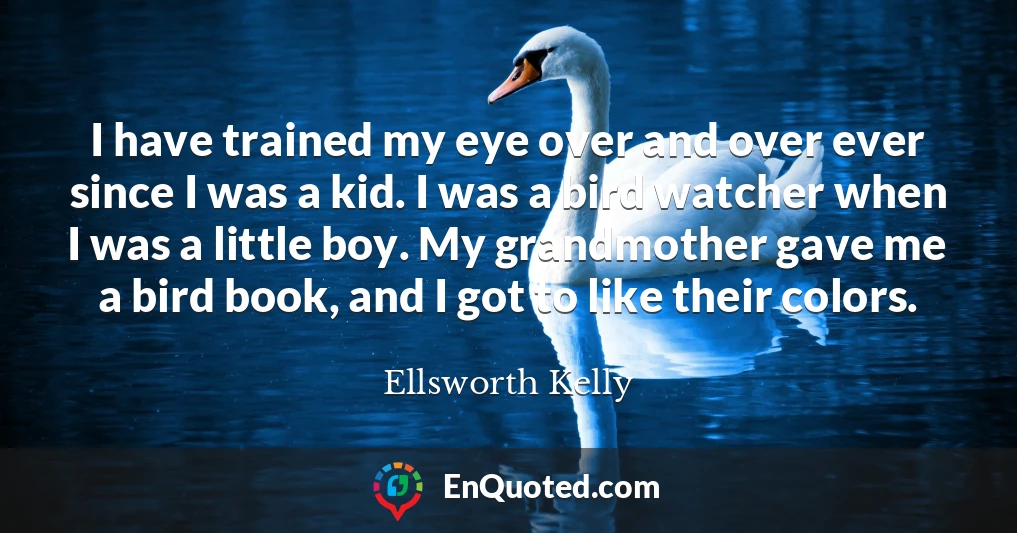 I have trained my eye over and over ever since I was a kid. I was a bird watcher when I was a little boy. My grandmother gave me a bird book, and I got to like their colors.