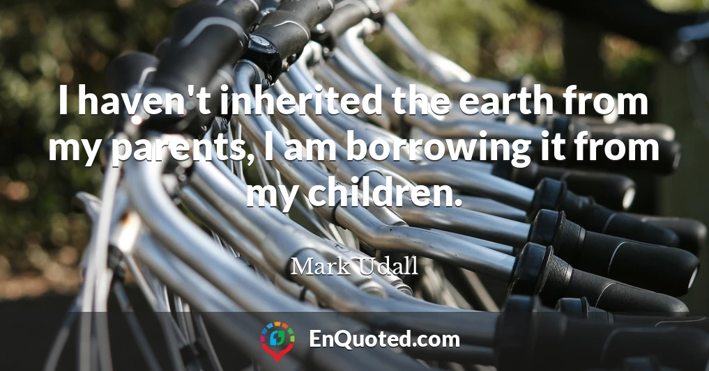I haven't inherited the earth from my parents, I am borrowing it from my children.
