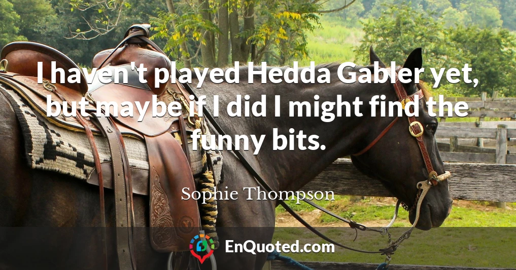 I haven't played Hedda Gabler yet, but maybe if I did I might find the funny bits.