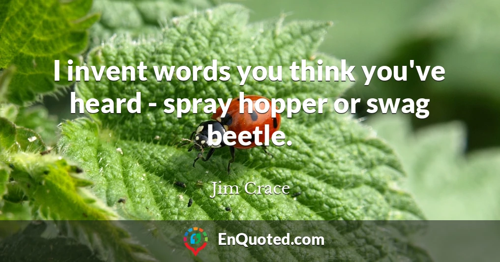 I invent words you think you've heard - spray hopper or swag beetle.