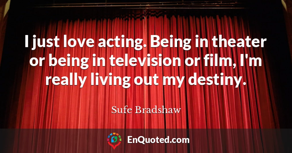 I just love acting. Being in theater or being in television or film, I'm really living out my destiny.